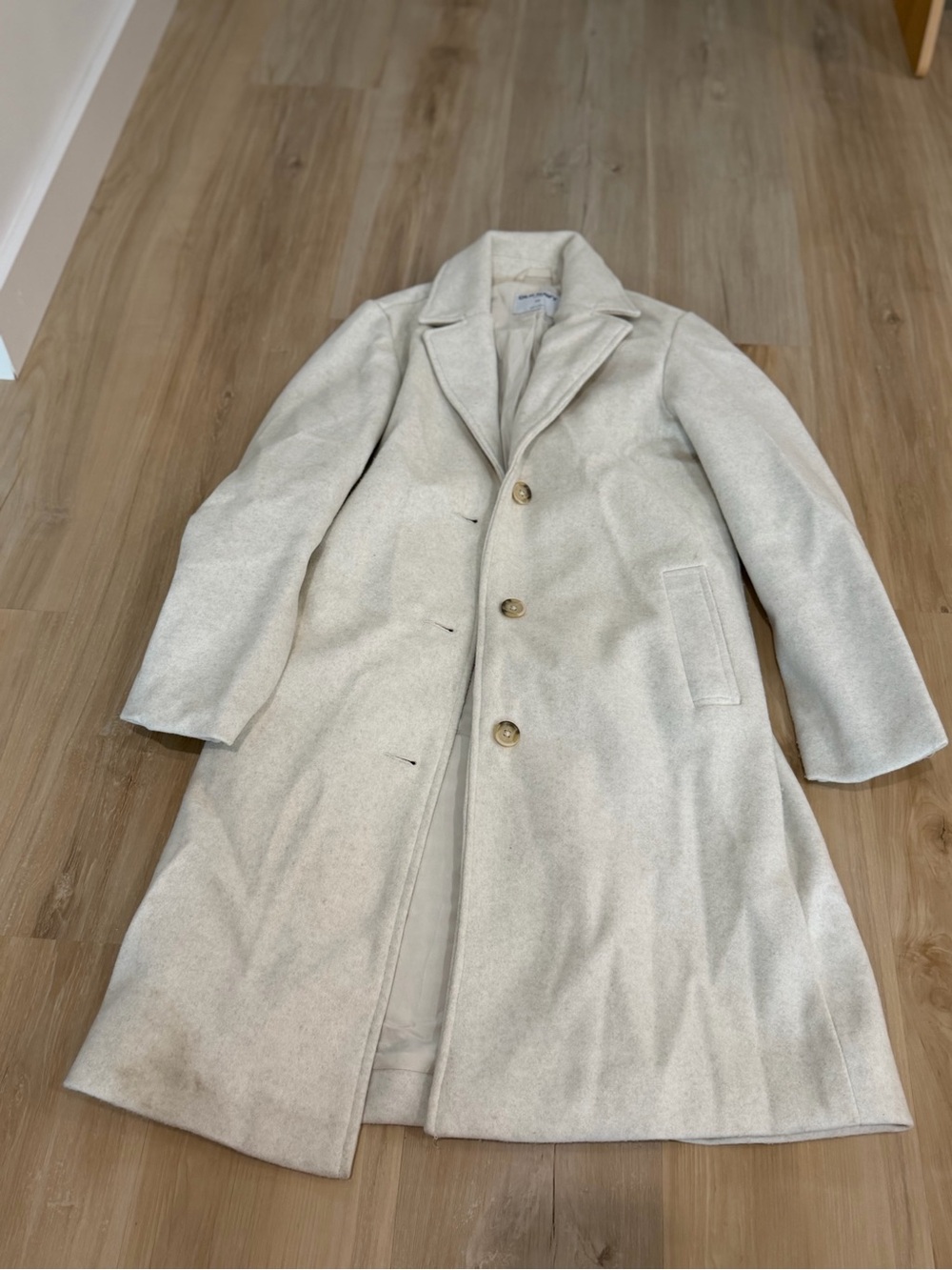 Light Beige Wool Blend Single-Breasted Coat